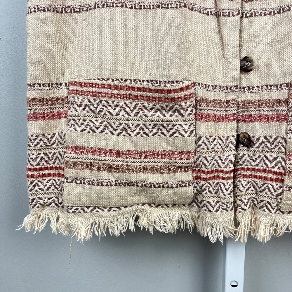 Vintage Allison Tracy Western Tapestry Vest Womens 14 Woven Fringed Boho - Picture 3 of 6